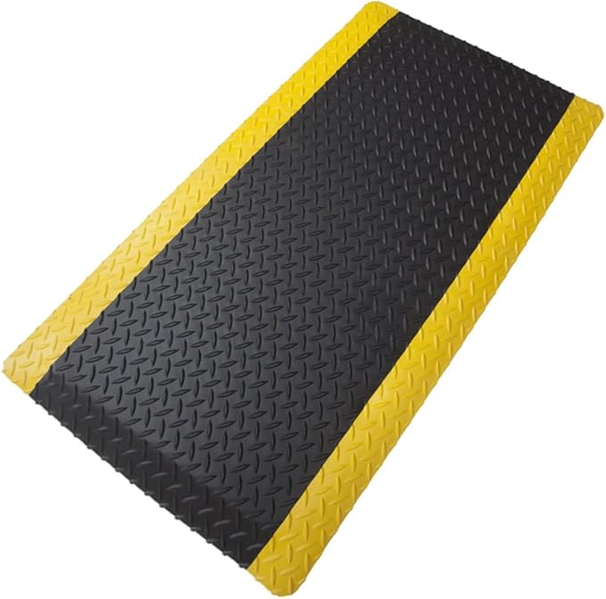 Rhino Mats, American Classic Diamond Anti-Fatigue Mats, Industrial Ergonomic Comfort Standing Mat for Work, Home, Garage, Office, Kitchen or Anywhere (Black/Yellow 9/16" Thick, 3 FT. x 13 FT.)