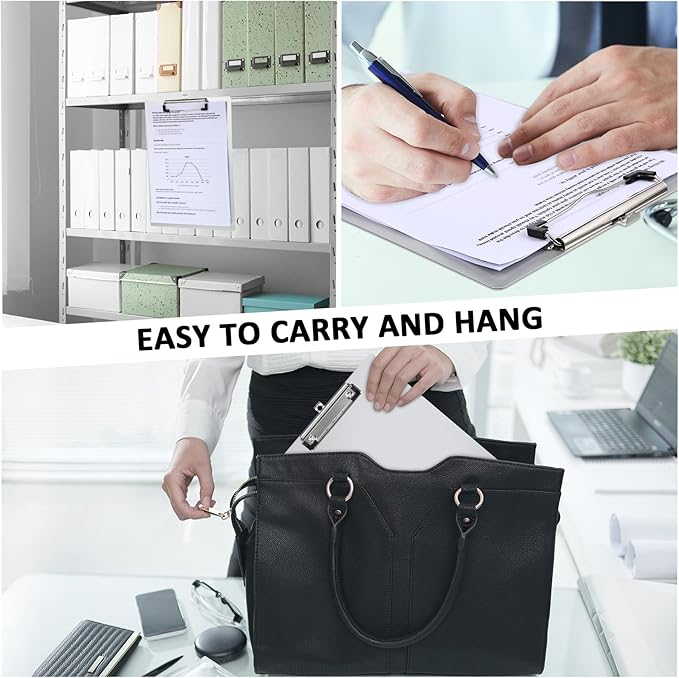 Epakh 8 Pieces Clipboard Bulks Metal Clipboard Aluminum Office Low Profile Clip Standard A4 Letter Size Metal Clip Board, Size 12.5 x 9 Inch