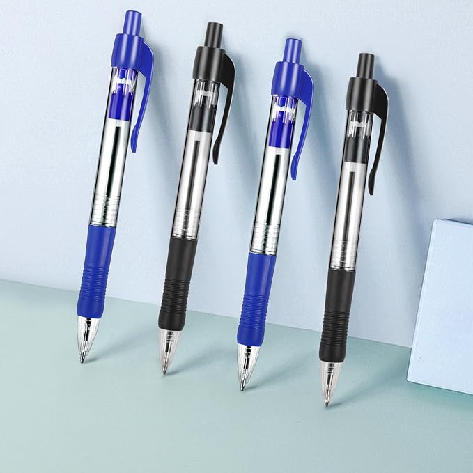 Blcculi 200 Pack Retractable Ballpoint Pens Bulk,1.0 mm Medium Point Pen,Black Gel Ink Pens,Smooth Writing Pens with Comfortable Grip for Office Supplies Journal Writing (Black Ink)