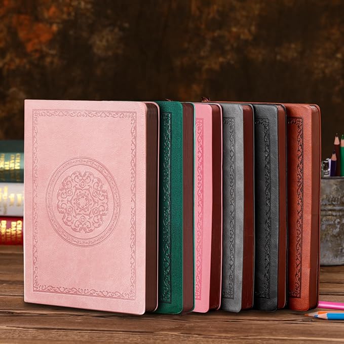 300 Pages Leather Dotted Journal Notebook,Softcover Leather Dotted Journal Notebook for Women Men,300 Pages Notebook for Travel,Business,Work,Office,School Note Taking,5.7'' X 8.3'',rose gold pink