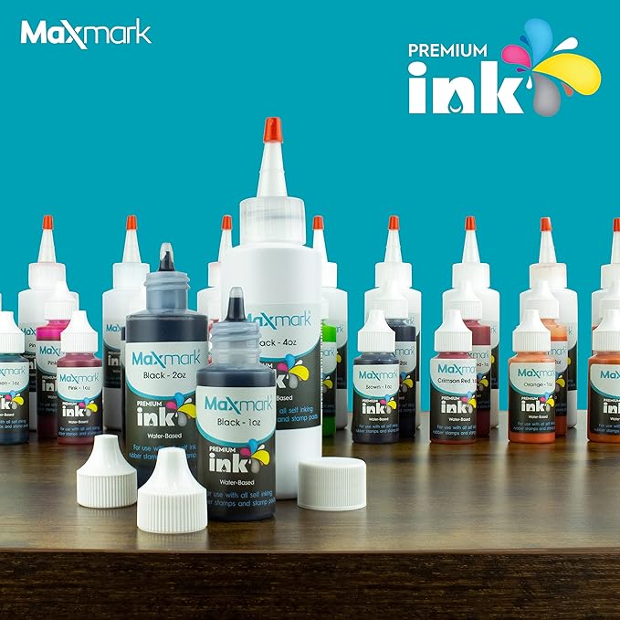 MaxMark Premium Refill Ink for self Inking Stamps and Stamp Pads, Dark Yellow Color - 4 oz.