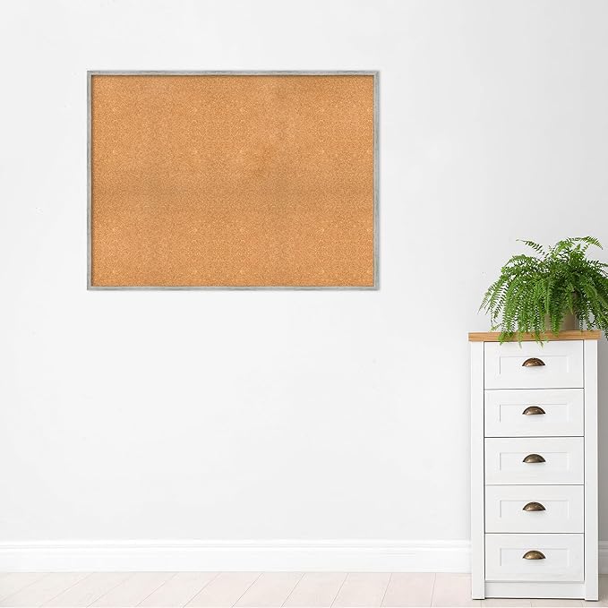 Amanti Art Natural Cork Board for Wall, 37x49 Vision Board with White Frame, Oversize Corkboard Office Decor for Home Organization, Cottage Corkboard Pinboard to Display Items for Home Organization