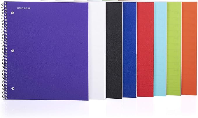 Mintra Office Durable Spiral Notebooks, 1 Subject, (Red, College Ruled 3 Pack), 100 Sheets, Poly Pocket, Moisture Resistant Cover, School, Office, Business, Professional