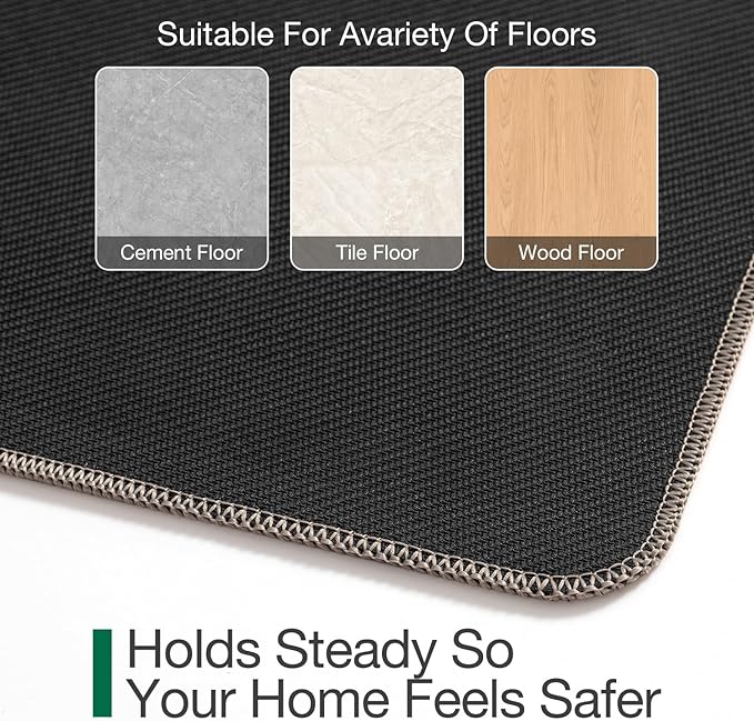 LUMI Ultra Thin Door Mat for Entryway, 24"x36" Low Profile Non Slip Rubber Backing Indoor Doormat, Easy Clean Welcome Entrance Mat for Inside House, Patio, Khaki