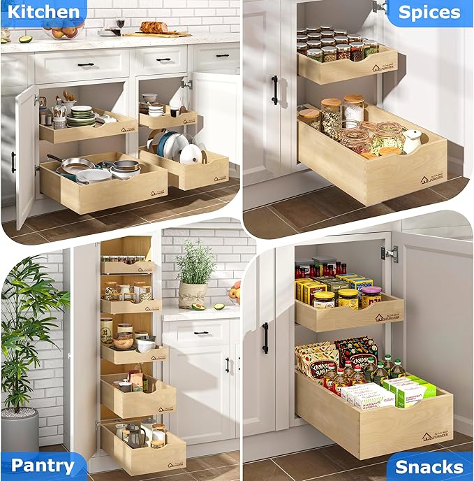 WelFurGeer Soft Close Pull Out Drawers for Cabinets, 17" W x 22" D Pull Out Cabinet Drawer with Heavy Duty Slides, Pull Out Cabinet Organizer, Cabinet Pull Out Shelves, Pull-Out Home Organizers