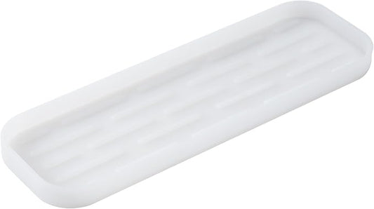 Silicone Kitchen Sink Organizer Tray for Multiple Usage,Easy Clean Sponges Holder for Kitchen Bathroom Counter or Sink,Dish Soap Dispenser,Scrubber,Bottle,Cup Translucent 12" x 4”