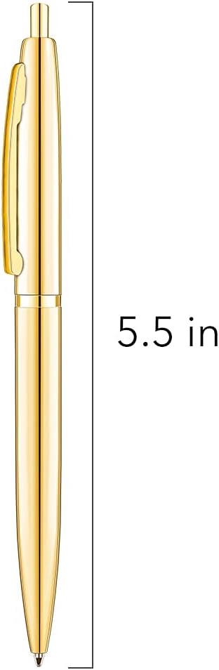 Unibene 6 Pack Gold Click Ballpoint Pens - Black ink Medium Point(1 mm), Metallic Retractable Pen Nice Gift for Business Office Students Teachers Wedding Christmas