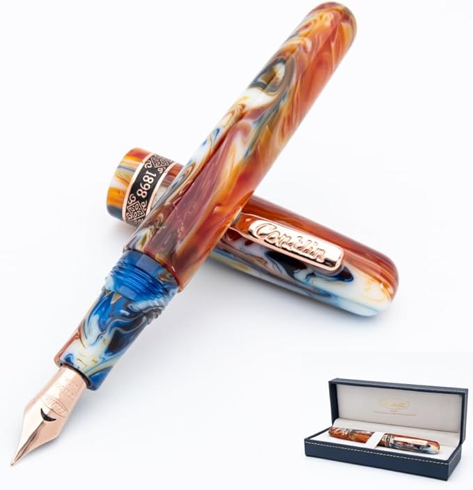 Conklin 1898 Fountain Pen, Misto Orange - Broad Nib | Unique Resin Blend Design | JoWo Stainless Steel Nib Made in Germany | Ideal Gift for Pen Lovers