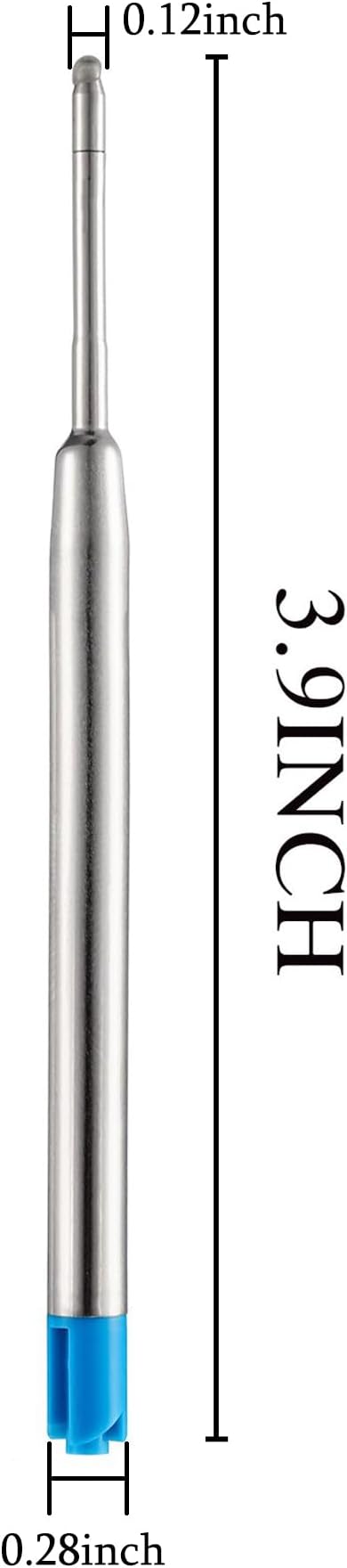 DunBong Blue Ink Refill Pack of 5, Replaceable Ballpoint Pen Refills, Medium Point Metal Refill (Blue)