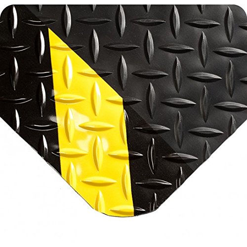 Wearwell 414.1516x2x72CHV Diamond-Plate SpongeCote UltraSoft Mat, 72' Length x 2' Width x 15/16" Thick, Black with Chevron