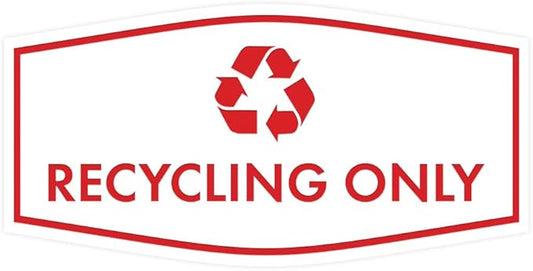 Fancy Recycling Only Sign (White/Red) - Medium