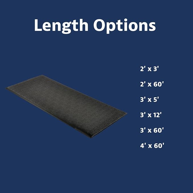 Notrax 411 Sof-Tred™ 2' x 60' x 3/8" Anti Fatigue Mat, Enhanced Slip Resistance with Beveled Edges and Pebbled Surface, Ideal for Industrial and Commercial Workplaces, Black, 411R0324BL