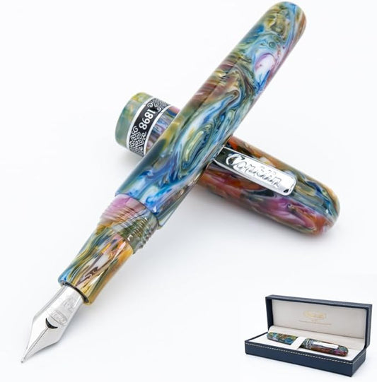 Conklin 1898 Fountain Pen, Misto Green - Extra Fine Nib | Luxury Writing Instrument with Unique Resin Blend | JoWo Stainless Steel Nib Made in Germany | Ideal for Pen Enthusiasts