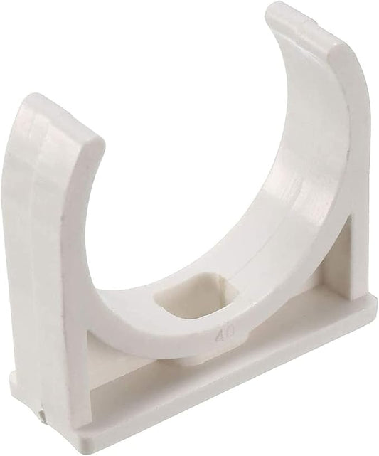 30 Pcs U-Shaped PVC Water Pipe Clamps, U-Shaped Buckles Fit for 1-1/2" (40mm) Water Pipes and TV Trays Tubing Hose Hanger Support Pex Tubing (White)