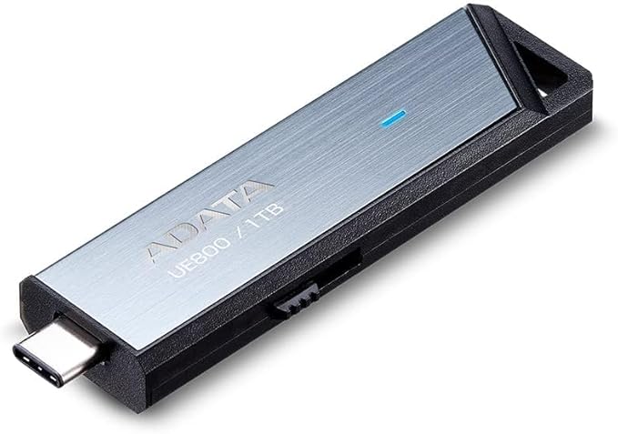 ADATA Elite UE800 1TB USB Type-C USB 3.2 Gen2 Flash Drive Portable SSD Up to 1000MB/s Read/Write (AELI-UE800-1T-CSG), Compatible with iPhone 15 Pro Series/Android/PlayStation 5