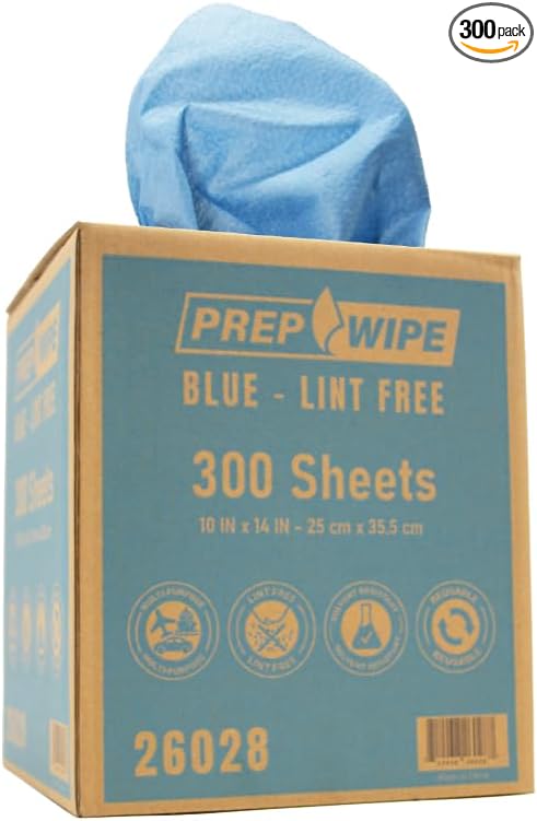 Lauco Prep Wipe Lint-Free Towels – Heavy Duty Cloths for Household & Industrial Use, Disposable Rags, Nonwoven Wipes, 300-Pack, 9" x 17" (Blue)