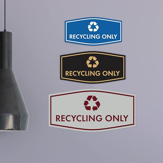 Fancy Recycling Only Sign (White/Red) - Medium