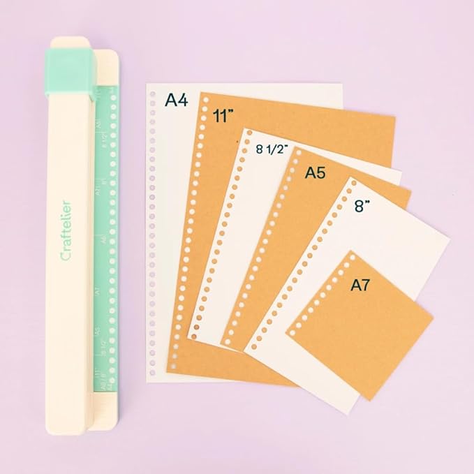 Craftelier - 30 Holes Binding Machine for Planners - A4, A5, A6, A7 and US Letter Size Formats - with 6 Spines of Black and White Tones - 5 Sheet Capacity Punch for Notebooks Making and Scrapbooking