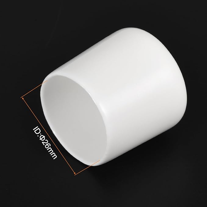 uxcell 20pcs Rubber End Caps 26mm ID Vinyl Round End Cap Cover Screw Thread Protectors White