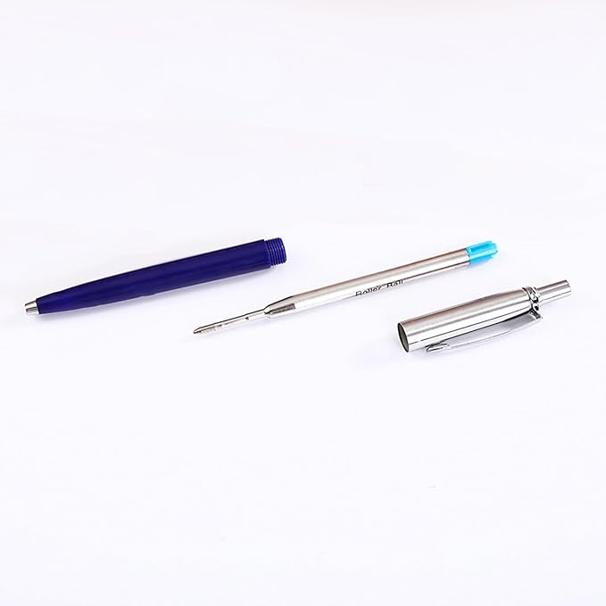 PapaBear Ballpen Medium Point Black Ink Refill Pack of 5-Replaceable Ballpoint Pen Refills - Metal Pen Refill (Blue)
