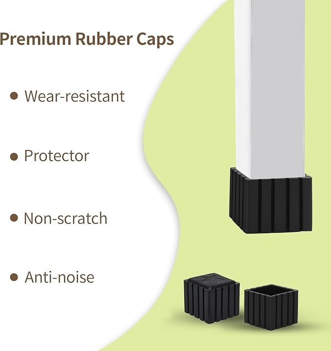 Flyshop Anti-Skid Non-Marking Synthetic Rubber Patio Chair Table Leg Caps Square Furniture Covers 20pcs, Black, 30 mm x 30 mm, 1-3/16" x 1-3/16"