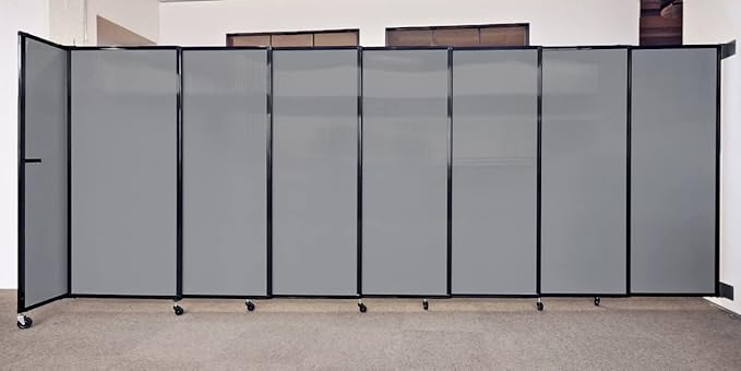 Wall-Mounted Sliding StraightWall Room Divider | Adjustable Widths | Locking Wheels | Room Separator | Up to 15'6" Wide x 6' Tall Ocean Fabric Panels