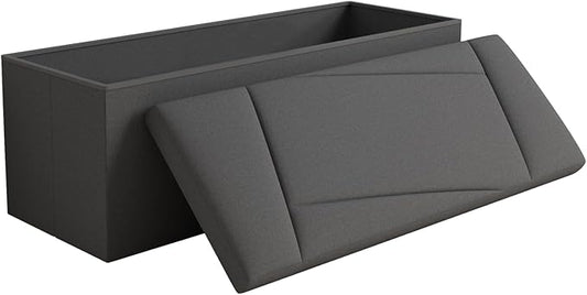 Ottoman with Storage, 43 Inches Folding Storage Ottoman Bench for Bedroom, End of Bed Bench, Entryway and Living Room, 43"x15"x15",Dark Gray