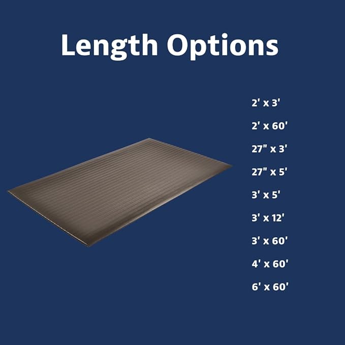 Notrax 410 Airug® 4' x 60' x 3/8" Anti Fatigue Mat, Enhanced Slip Resistance with Beveled Edges and Ribbed Surface, Ideal for Industrial and Commercial Workplaces, Black, 410R0348BL