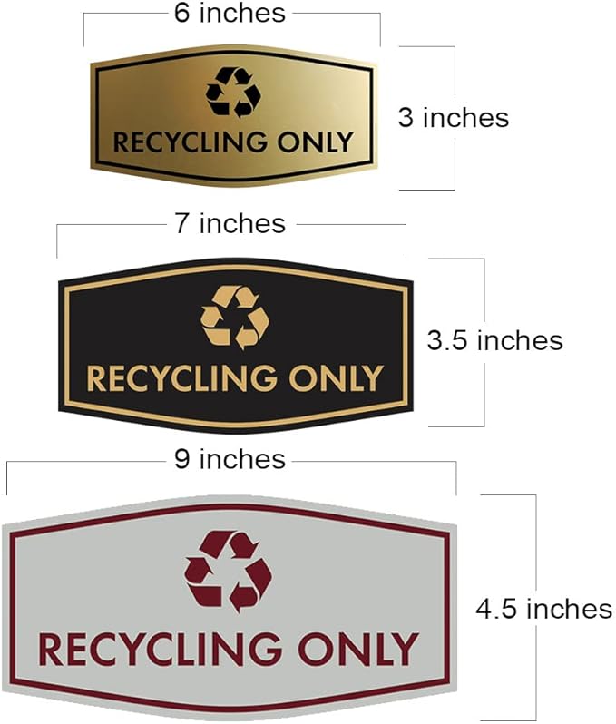 Fancy Recycling Only Sign (Brushed Gold) - Small