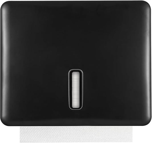 Multifold Paper Towel Dispenser Wall Mount (Black) – Large Capacity C-Fold, Trifold, and Folded Commercial Hand Towels Holder for Bathroom & Restroom – Adhesive or Screw Mounted
