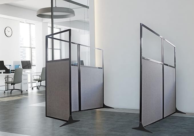 Versare Workstation Partition | Portable Wall Divider | Modern Office Cubicle | Free Standing Privacy Screen | Flexible Work Space | 33" x 70" Slate Fabric Panels
