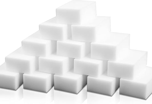 Magic Sponge Eraser 100 Pack Extra Thick and Long Lasting Melamine Sponges in Bulk - Multi Surface Power Scrubber Foam Cleaning Pads - Bathtub, Floor, Baseboard, Bathroom, Wall Cleaner