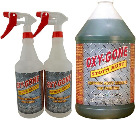 Quality Chemical Oxy-Gone Rust Remover and Metal Treatment - Rust Reformer, Rust Remover, Metal Rust Remover, Rust Neutralizer for Metal, Rust Converter, Remover, Rust Remover - 128 oz (COMBO)