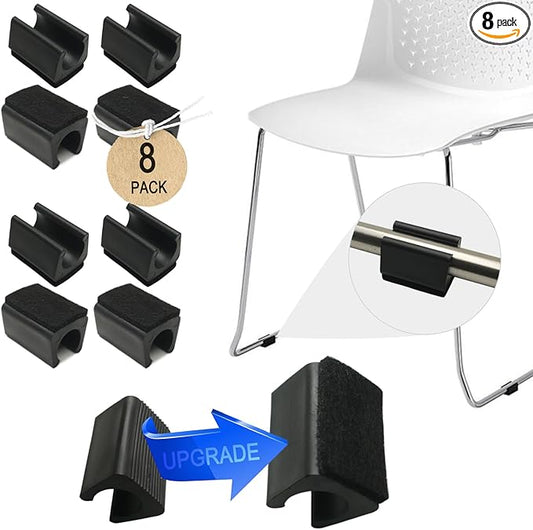 Rectangle U Shaped Chair Leg Tips Cap with Felt Pads,Furniture Feet Protectors Slide Smoothly Glides,Protect Hardwood Floor No Scratches No Noise,Fit 16mm(5/8inch) Diameter Tubular Legs (Black 8PCS)