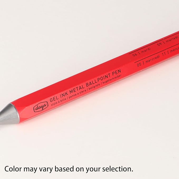 MARK'STYLE days, Gel Ink Metal Ballpoint Pen - 0.5mm Retractable Black Ink, Retro styling Light Weigh Pen, Made in Japan- Perfect for School, Office, and Journaling (Gray)