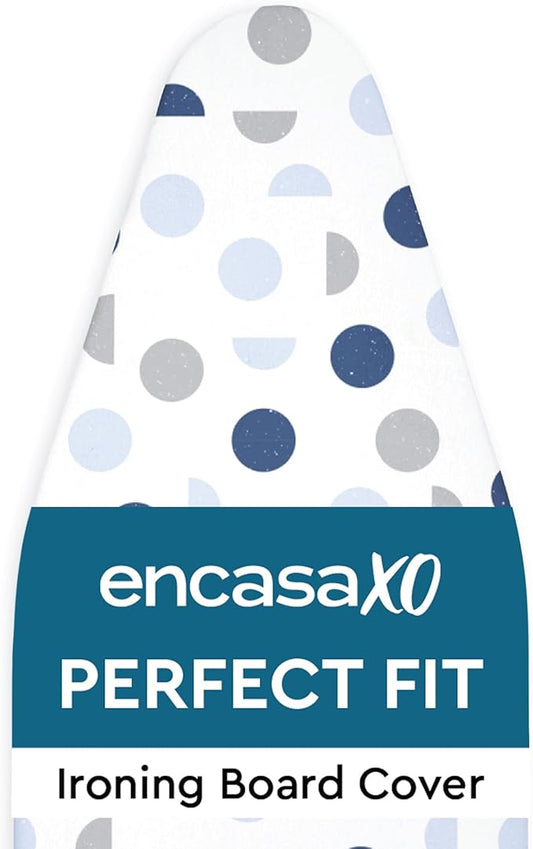Encasa XO Ironing Board Cover and Pad 54"x15" - Thick 3mm Felt Padding, Drawstring Tightening & Lock, Easy Fit, Scorch & Stain Resistant, Fits Standard Large Ironing Board - Blue Moon