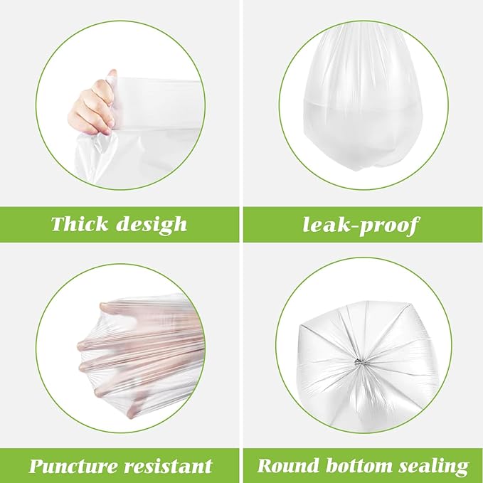 Teivio 3 Gallon 150 Counts Strong Trash Bags Garbage Bags, Bathroom Trash Can Bin Liners, Small Plastic Bags for Home Office Kitchen Kitchen, Clear