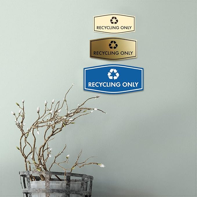 Fancy Recycling Only Sign (Navy Blue/White) - Medium