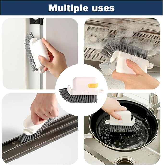 3 in 1 Groove Cleaning Brush, 2025 New Multifunction Window Track Cleaner Brush, Hanging Hard Bristle Cleaner Brushes for Kitchen (Orange)
