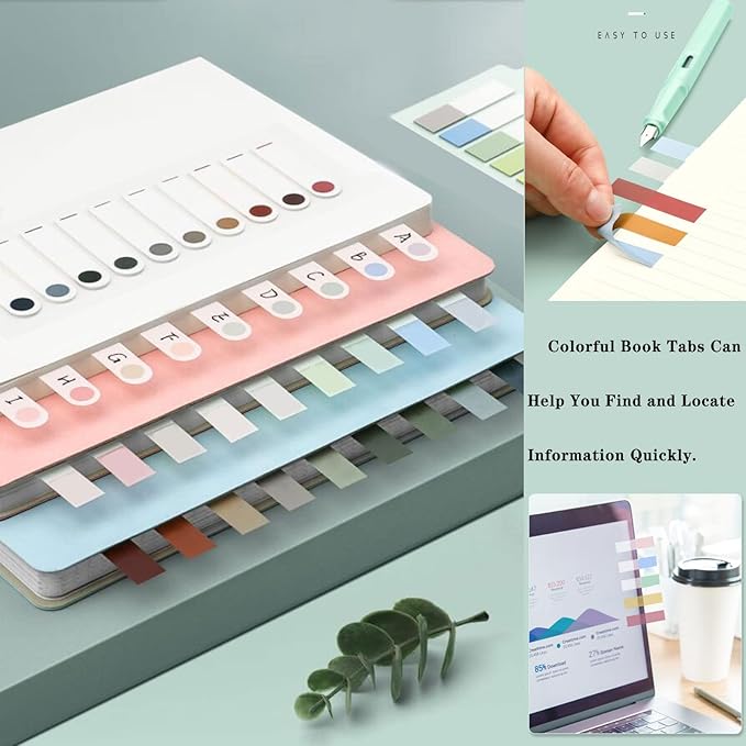 ELII 1600pcsTabs Page Markers Morandi Sticky Index Tabs,Transparent Sticky Notes Book Markers Tabs Label Stickers Index Tabs for Reading Notes, Classify File