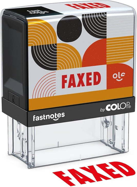 Fastnotes FAXED Self-Inking Rubber Stamp by COLOP - Great for Office Documents, Notary, Warehouse, Accounting Paperwork, Business, and Legal Documentation - Red Ink (FAXED- Red)