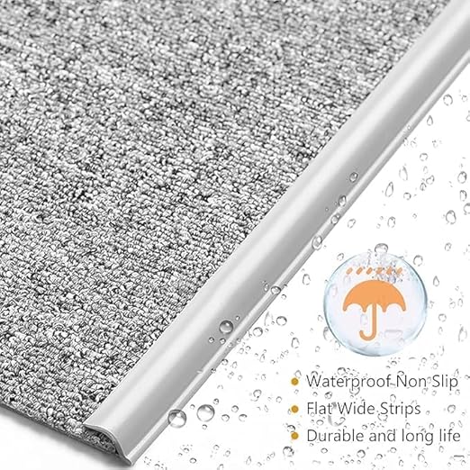 Self Adhesive Carpet Transition Strip with Edge Trim, Designed for Seamless Transitions from Carpet to Tile or Vinyl Floors, Perfect for Doorways.(Gray,20ft)