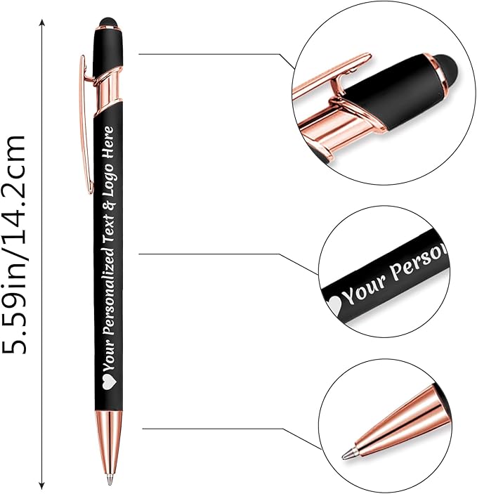 STREADVE 50 Personalized Custom Pens Engraved Writing Pen with Name Logo, Customized Promotional Items Stylus Pen Gifts for Women Realtor Birthday Wedding Business, Purple