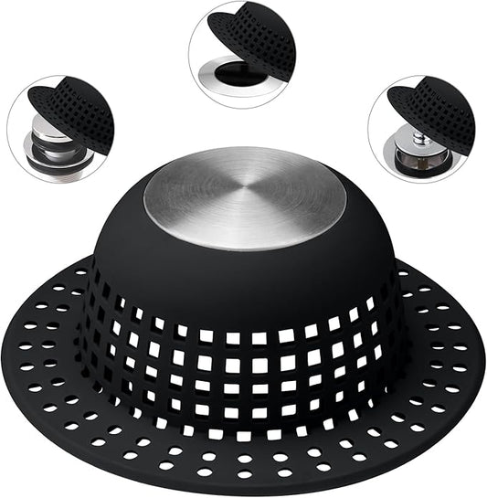 Shower Drain Hair Catcher, Bathtub Drain Cover Foldable Silicone Shower & Tub Protector for Pop-Up & Regular Drains