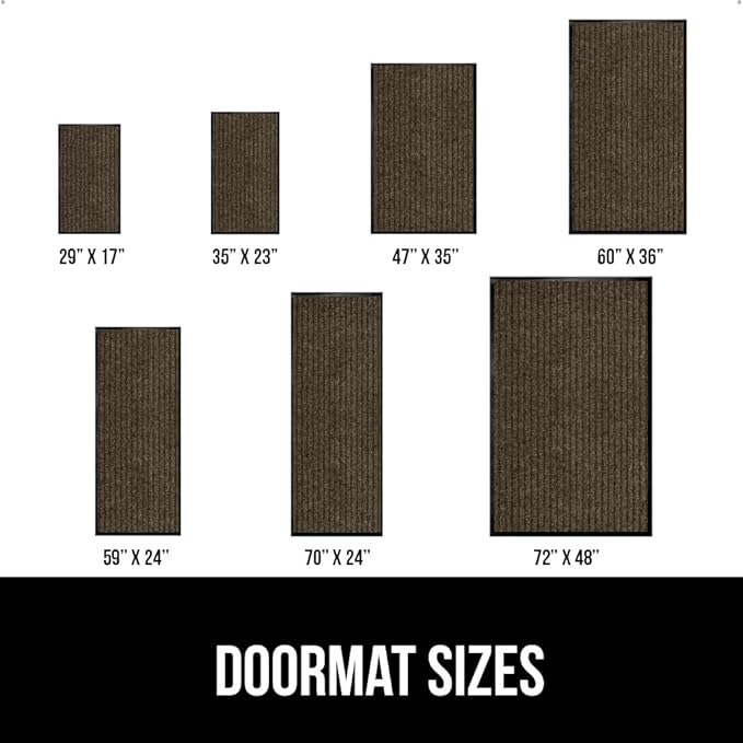 GORILLA GRIP Traffic Guard Door Mat, Heavy Duty Welcome Mats, Commercial Office Space Doormat, Waterproof, Fade Resistant, Strong Rubber Backing, Low Profile, Shoe and Boot Scraper, 35x23, Brown