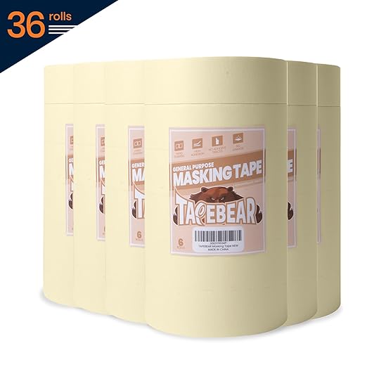 General Purpose Masking Tape Beige White 1.41 Inches x 60 Yards, Bulk Painters Tape for Painting, Labeling, DIY Arts Crafts, Home Office School Projects, 36 Rolls