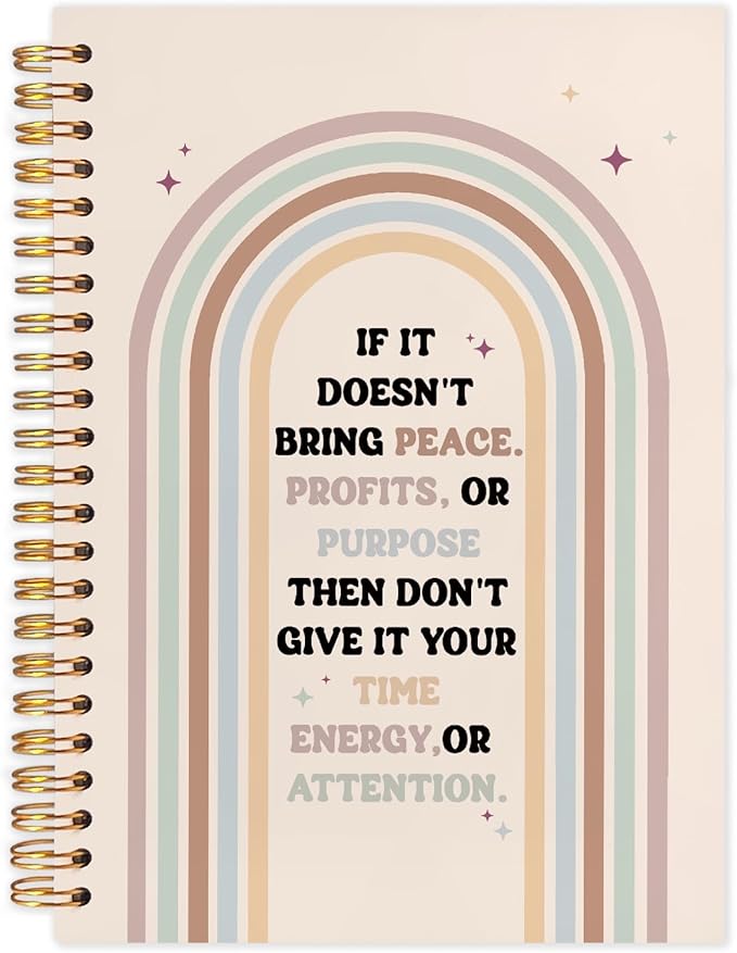 SNNDER Motivational Rainbow Spiral Notebooks, Inspirational Quote Journaling Notebook, Self Care Notebook for Note Taking, Positive Affirmation Gifts for Women, 5.5x8.3 Inch