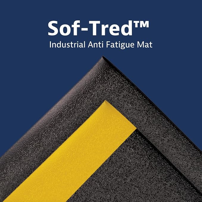 Notrax 411 Sof-Tred™ 2' x 60' x 3/8" Anti Fatigue Mat, Enhanced Slip Resistance with Beveled Edges and Pebbled Surface, Ideal for Industrial and Commercial Workplaces, Black, 411R0324BL