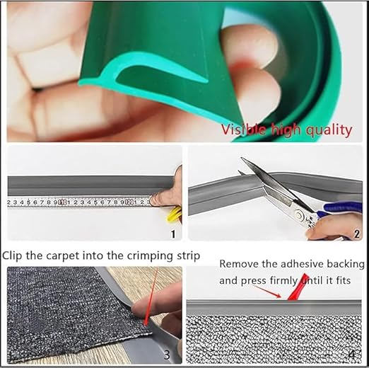 Self Adhesive Carpet Transition Strip with Edge Trim, Designed for Seamless Transitions from Carpet to Tile or Vinyl Floors, Perfect for Doorways.(Brown,8ft)