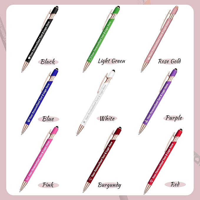 STREADVE 100 Personalized Custom Pens Engraved Writing Pen with Name Logo, Customized Promotional Items Stylus Pen Gifts for Men Women Realtor Business Reunion Wedding